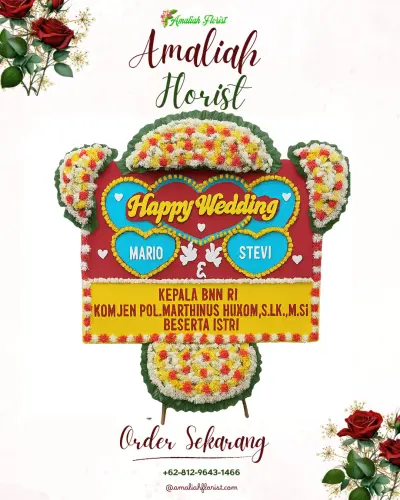Karangan Papan Bunga Pernikahan di Selong